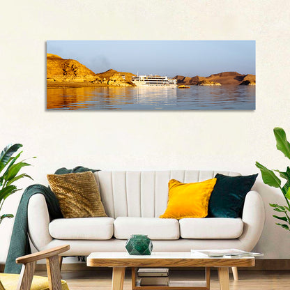 Lake Nasser Cruise Ship at Golden Hour Wall Art