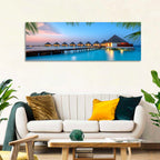 Overwater Bungalows at Twilight Wall Art