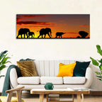 Elephant Herd at Sunset Wall Art