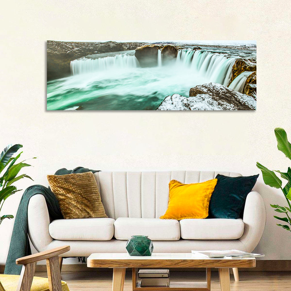 Goðafoss Winter Waterfall Wall Art