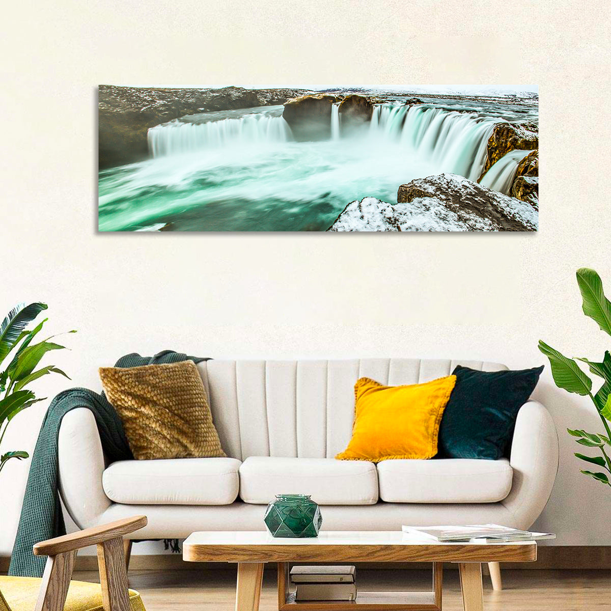 Goðafoss Winter Waterfall Wall Art