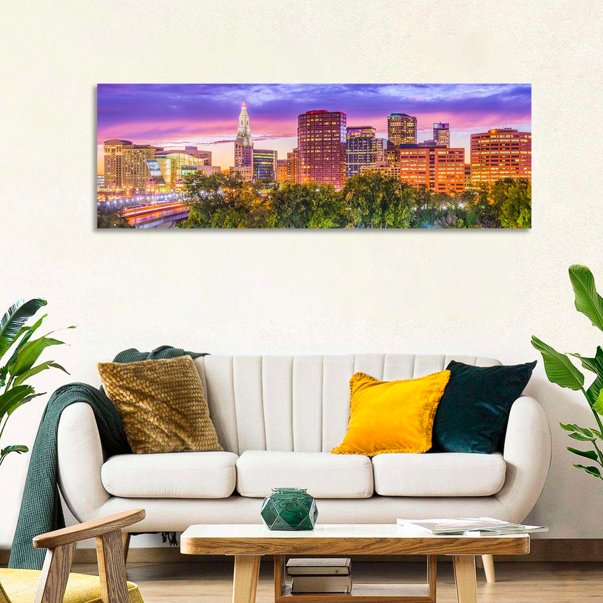 Hartford Skyline at Dusk Wall Art