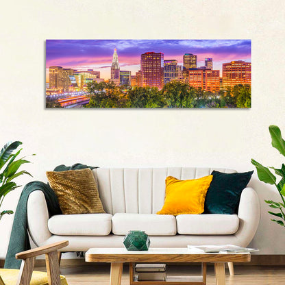 Hartford Skyline at Dusk Wall Art
