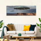 Ufos Over Stormy Canyon Wall Art