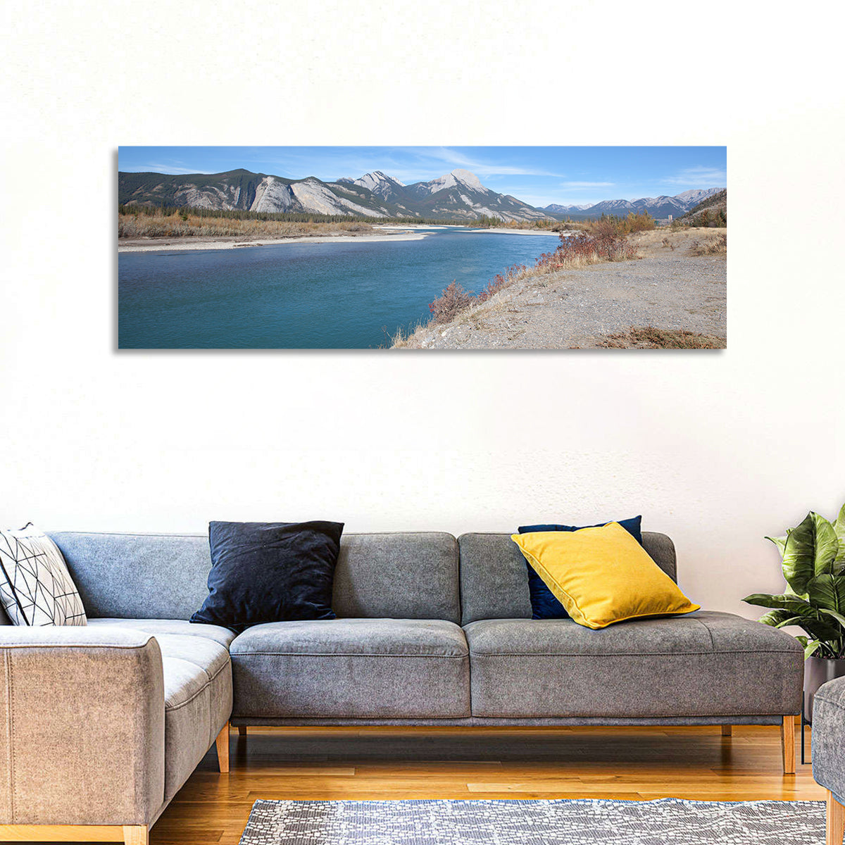 Mount Aeolus Over Athabasca Riverbank Wall Art