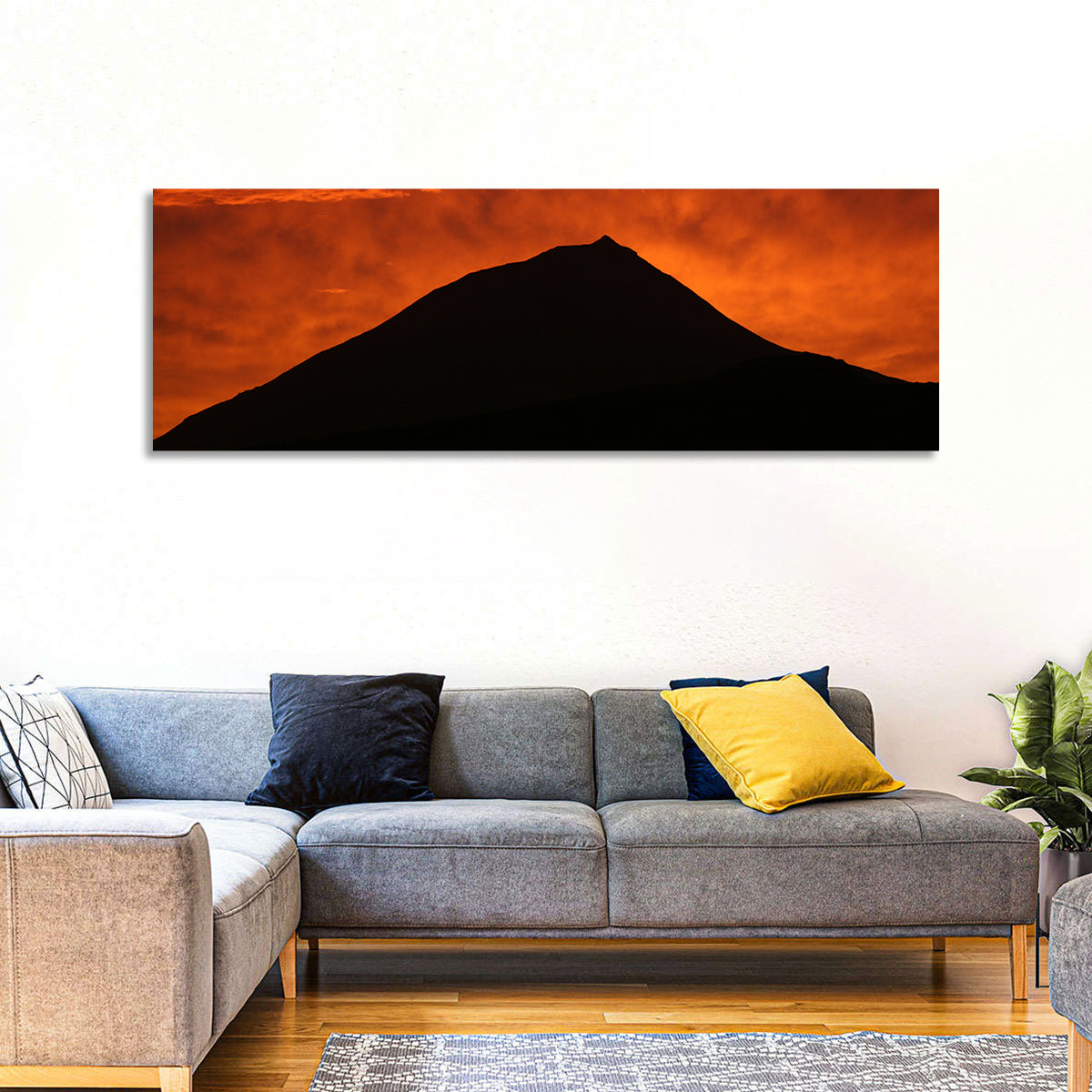Pico Island Volcano Silhouette at Sunset Wall Art