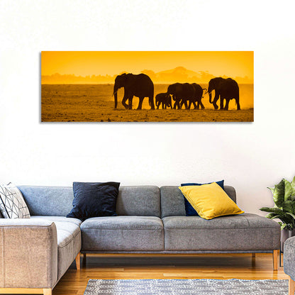Elephant Family Silhouette Wall Art