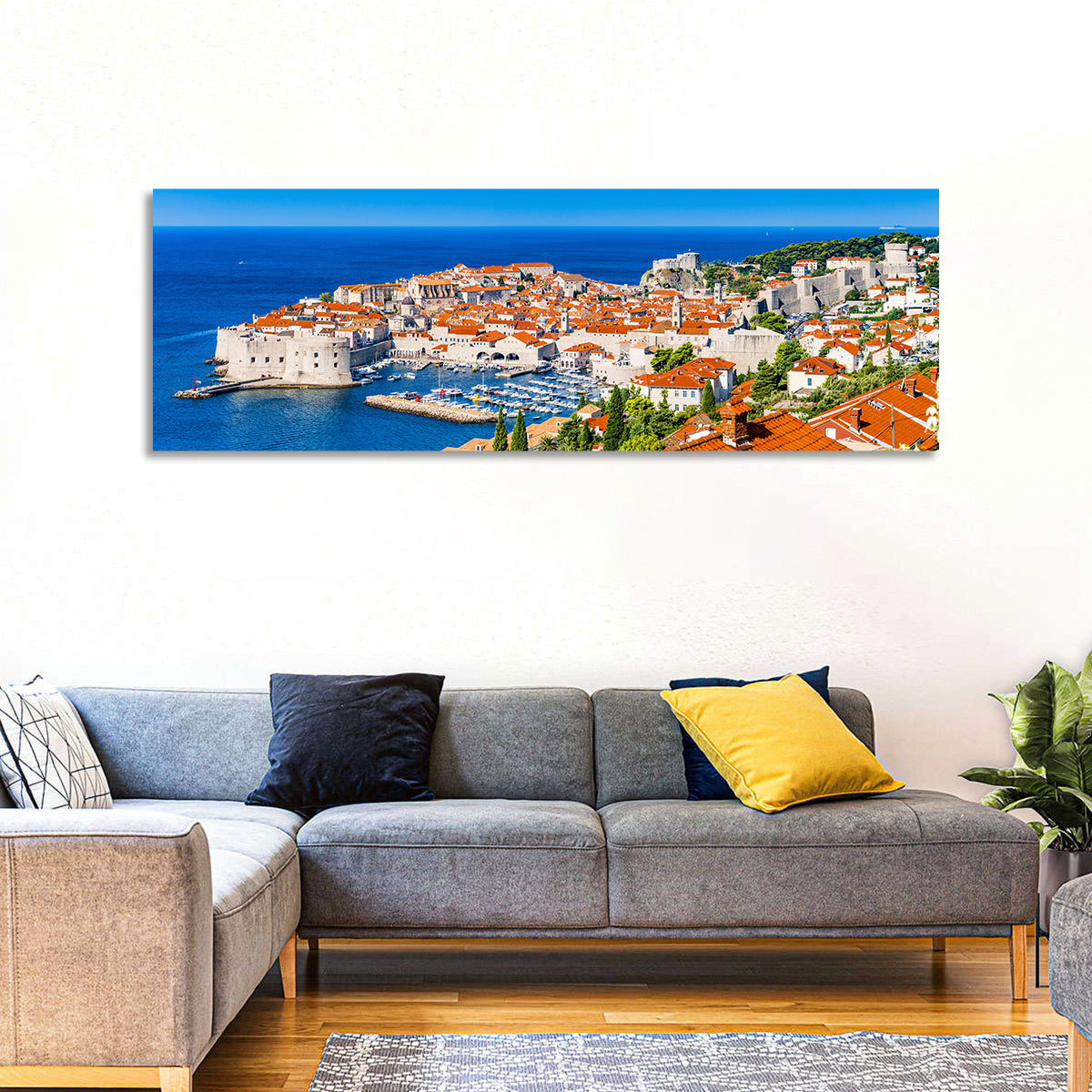 Dubrovnik Old Town View Wall Art in a room, panoramic