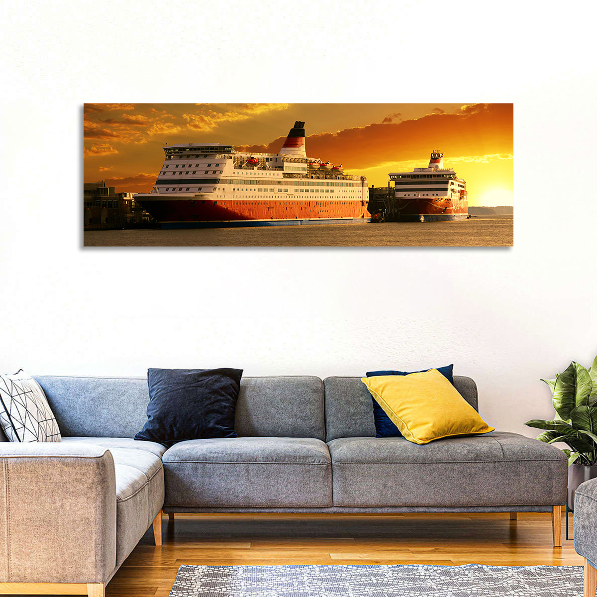 Red-hulled Cruise Ships at Dusk Wall Art