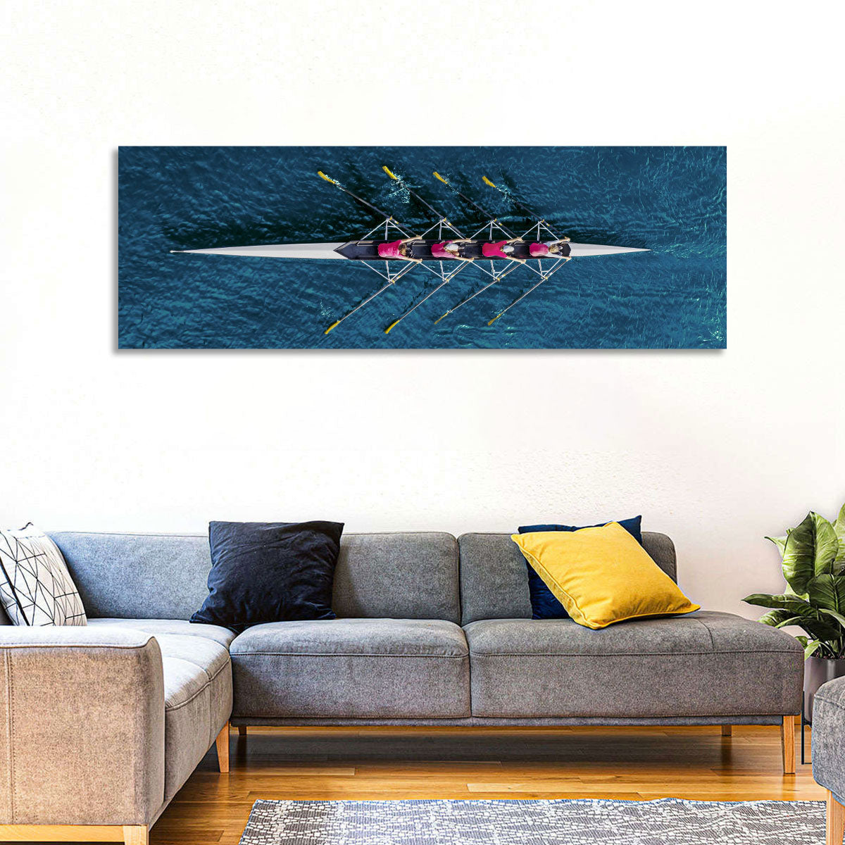 Four Rowers in Pink Shirts Wall Art
