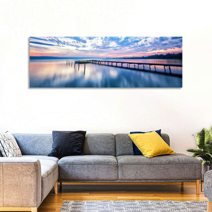 Cloudy Lake Sunset Wall Art