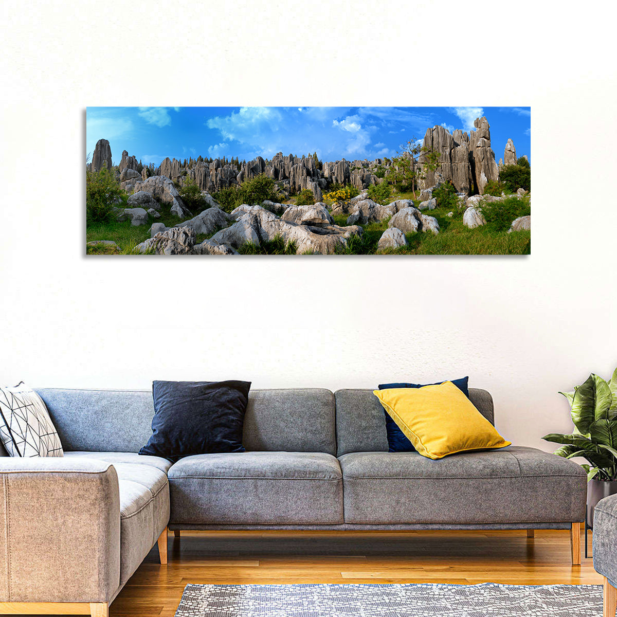 Shilin Stone Forest Wall Art in a room, panoramic