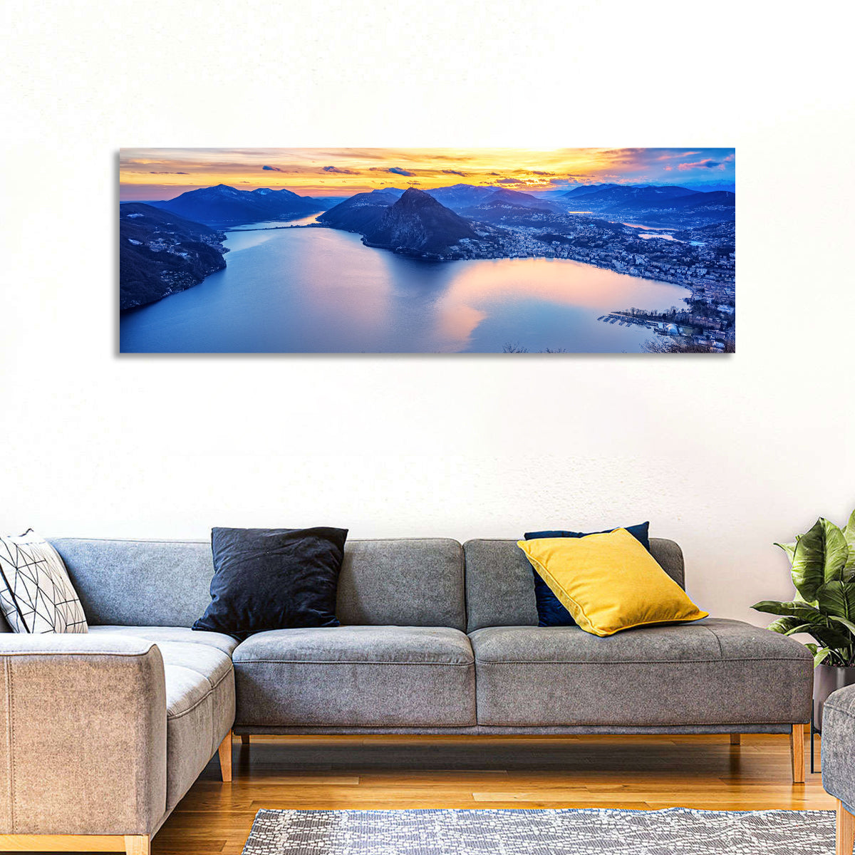 Sunset Over Lake Lugano Wall Art