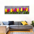Row of Multicolored Tulips Wall Art