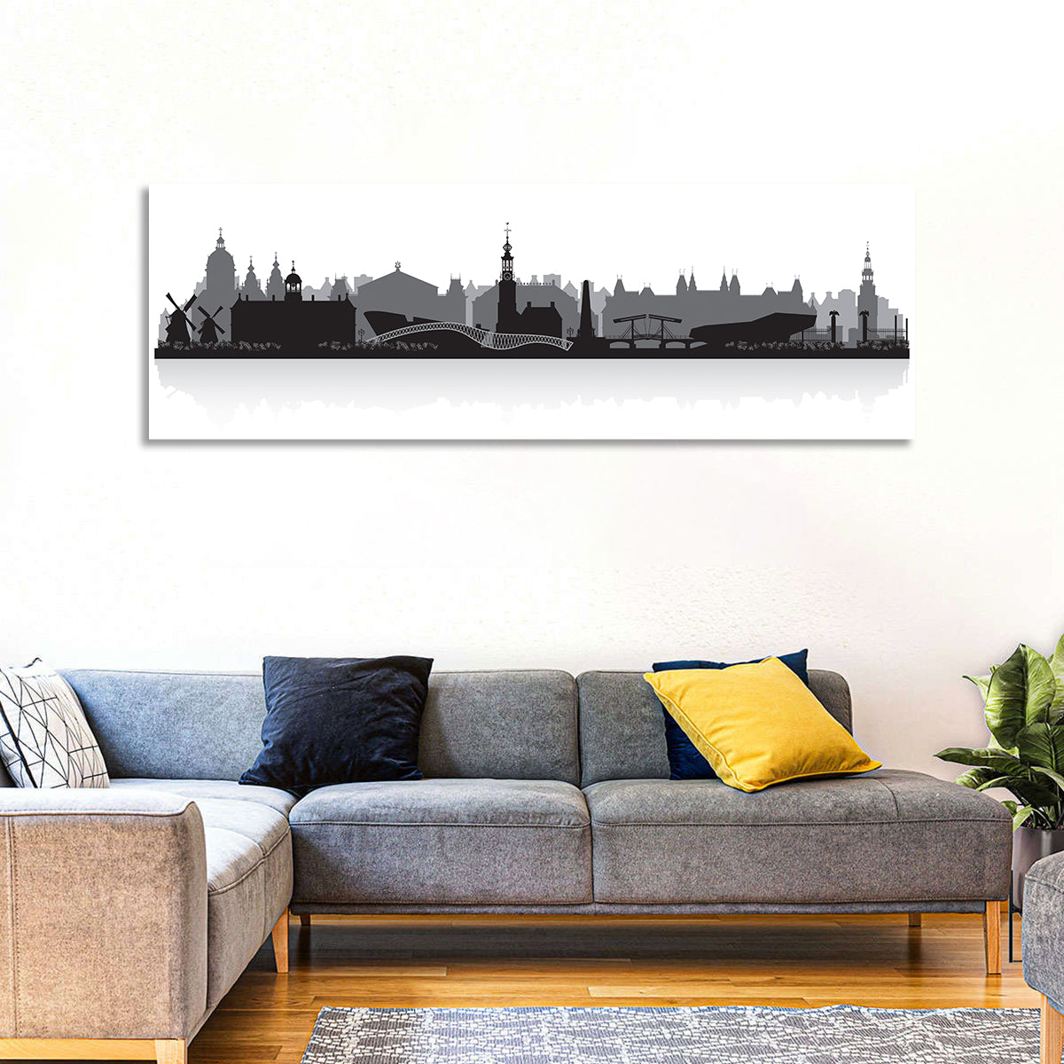 Amsterdam Skyline Silhouette Wall Art