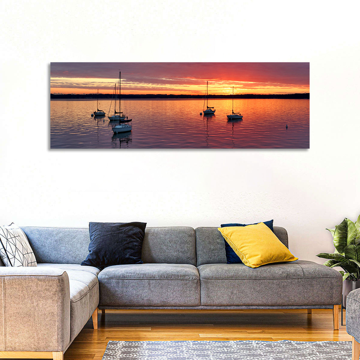 Lake Mendota Sailboats at Sunset Wall Art