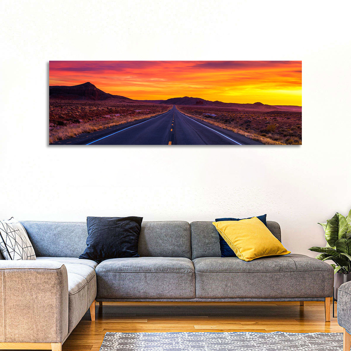 Infinite Desert Road Sunset Wall Art