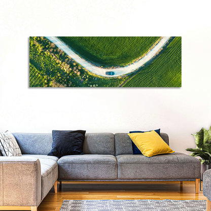 Aerial Farm Fields at Golden Hour Wall Art