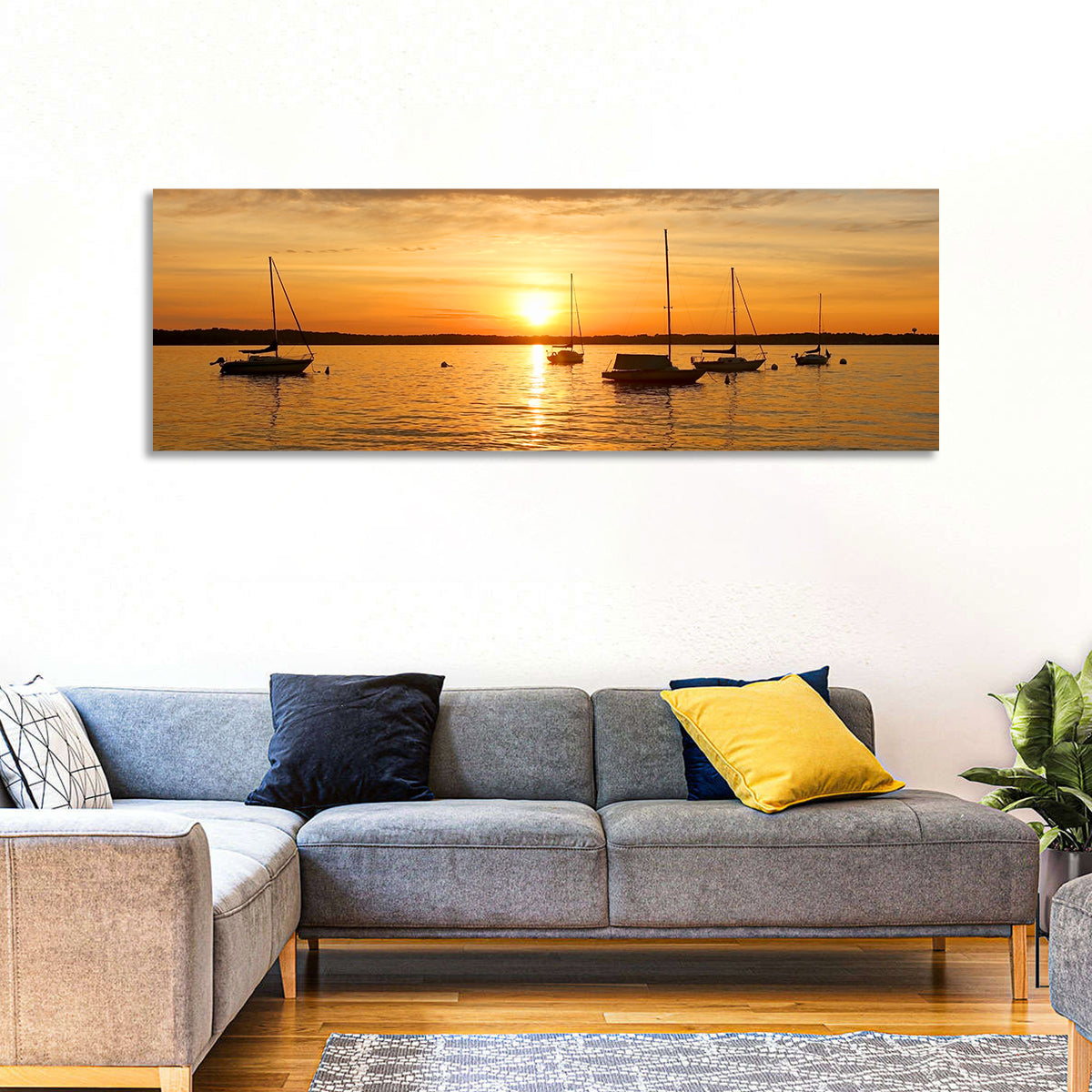 Lake Mendota Golden Sailboats Wall Art