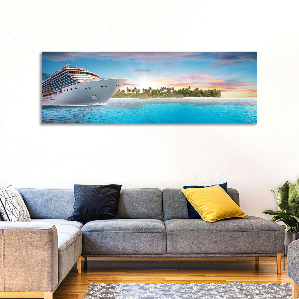Cruise Ship at Tropical Sunset Wall Art