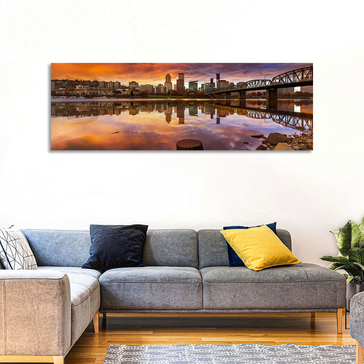 Portland Skyline at Sunset Wall Art
