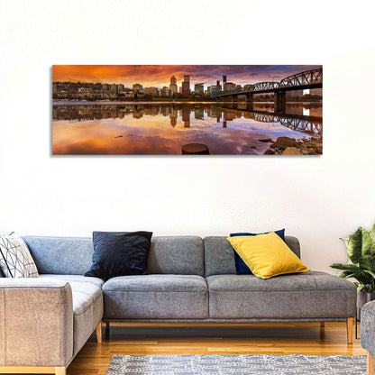 Portland Skyline at Sunset Wall Art