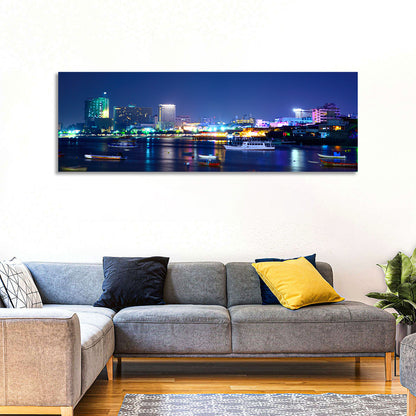 Pattaya Bay Night Skyline Wall Art