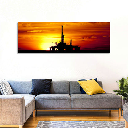 Offshore Oil Rig at Sunset Wall Art