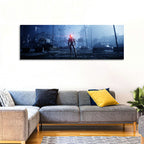 Alien Robot in Ruined City Wall Art