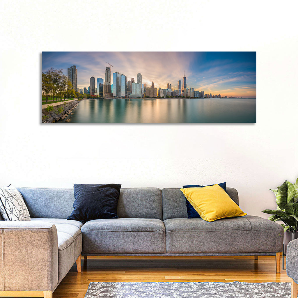 Chicago Skyline at Golden Hour Wall Art