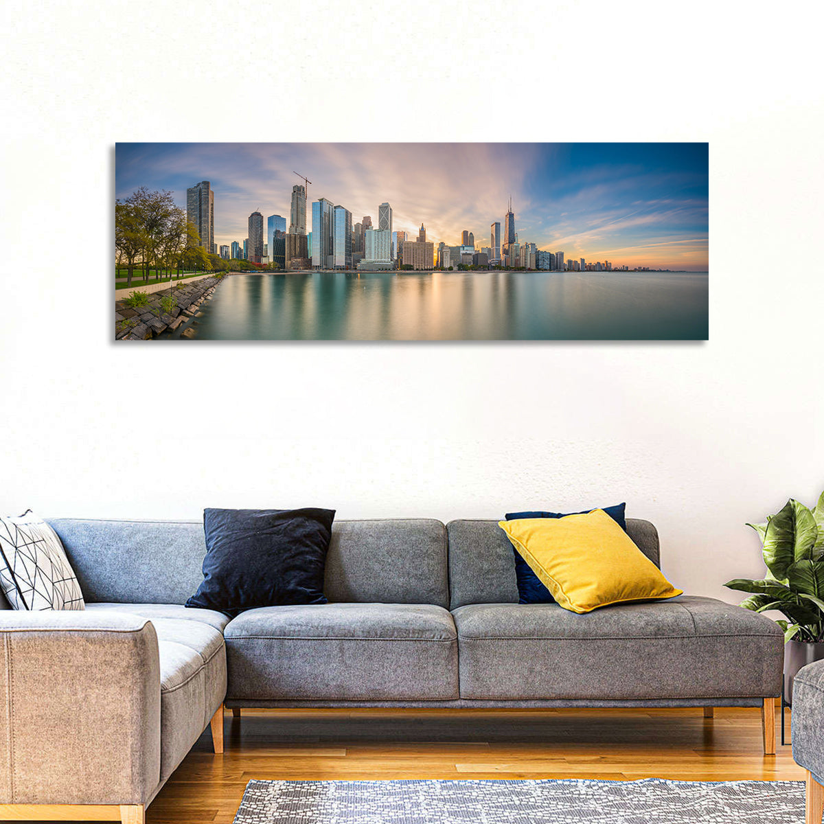 Chicago Skyline at Golden Hour Wall Art