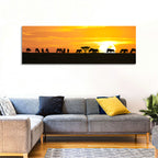 Wildebeest Silhouettes at Sunset Wall Art