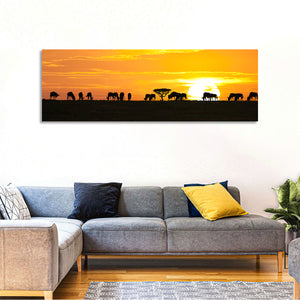 Wildebeests Silhouette Wall Art