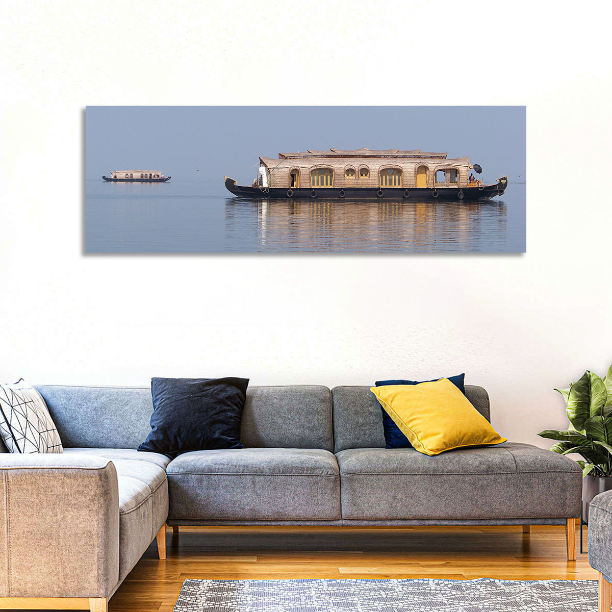 Thatched Houseboat on Vembanad Lake Wall Art