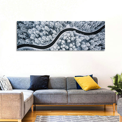 S-curve Winter Forest Road Wall Art