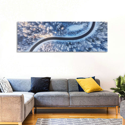 Winding Snow-covered Forest Road Wall Art