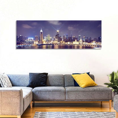 Shanghai Night Skyline Wall Art