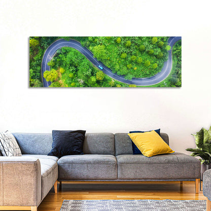 Blue Car on Summer Forest Road Wall Art