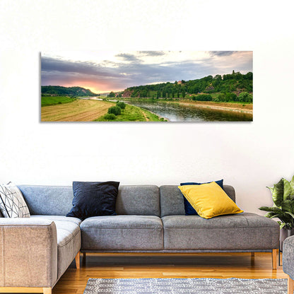 Elbe River at Golden Hour Wall Art