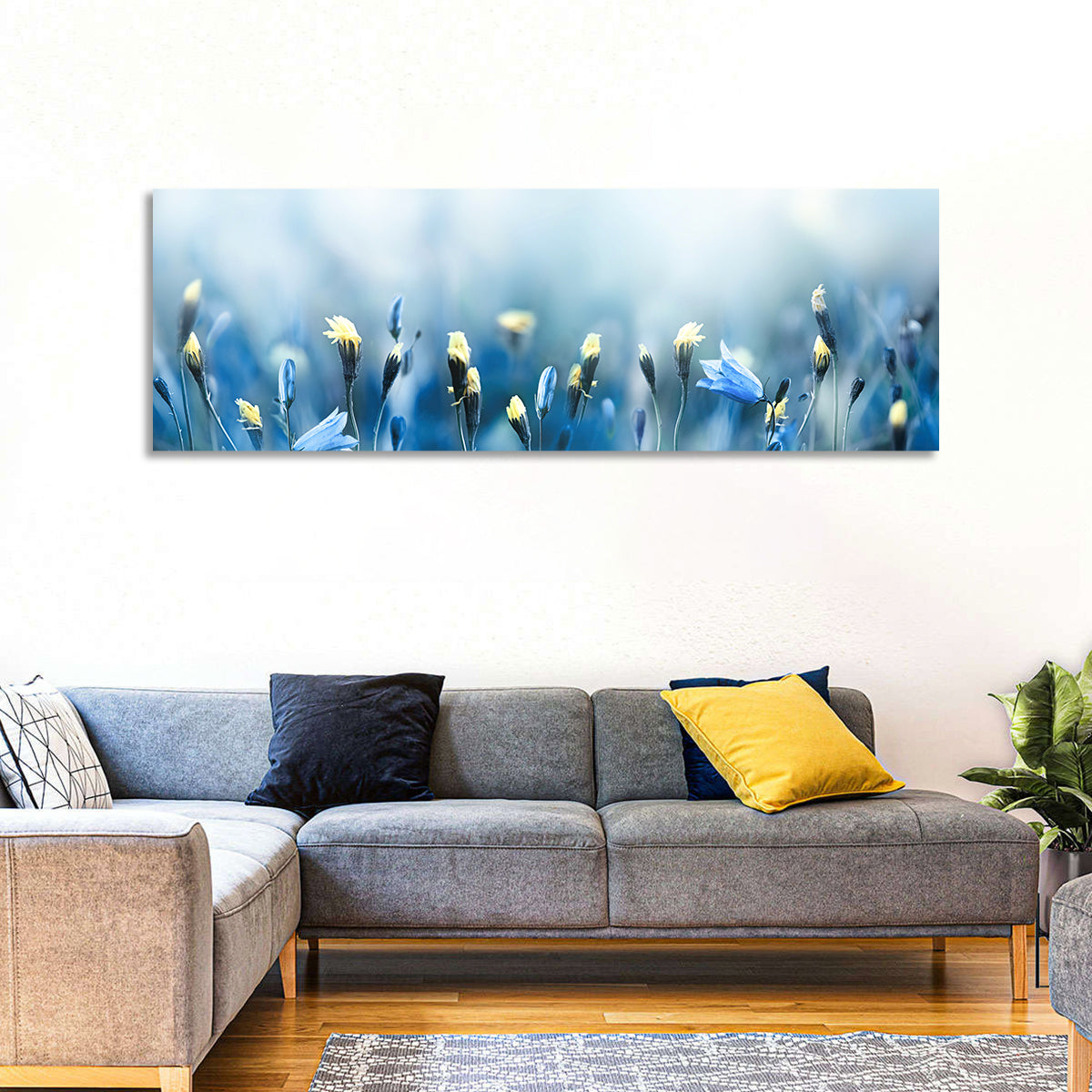 Blue Bellflowers and Yellow Buds Wall Art