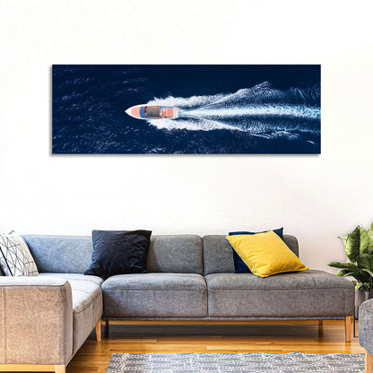 Sleek Speedboat Over Navy Sea Wall Art