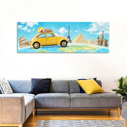 Yellow Beetle World Road Trip Wall Art