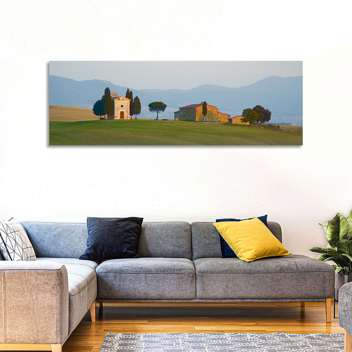 Vitaleta Chapel, Tuscany Wall Art in a room, panoramic