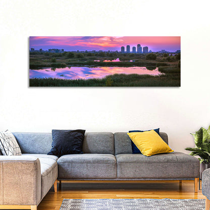 Vacaresti Park Sunset Reflection Wall Art