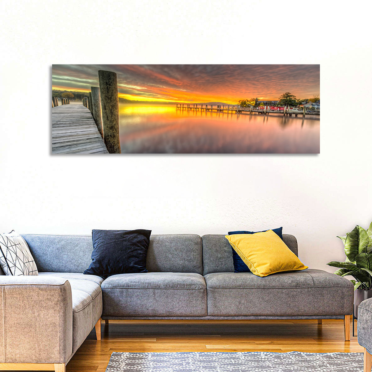 Meredith Bay Pier at Sunrise Wall Art