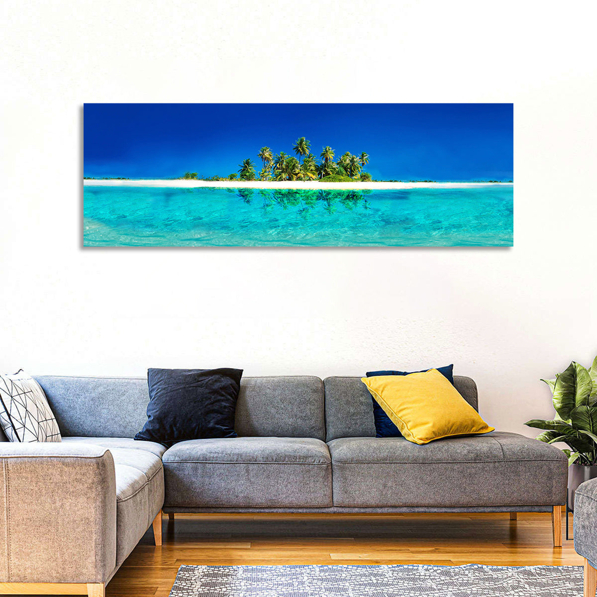 Tranquil Split-level Tropical Island Seascape Wall Art