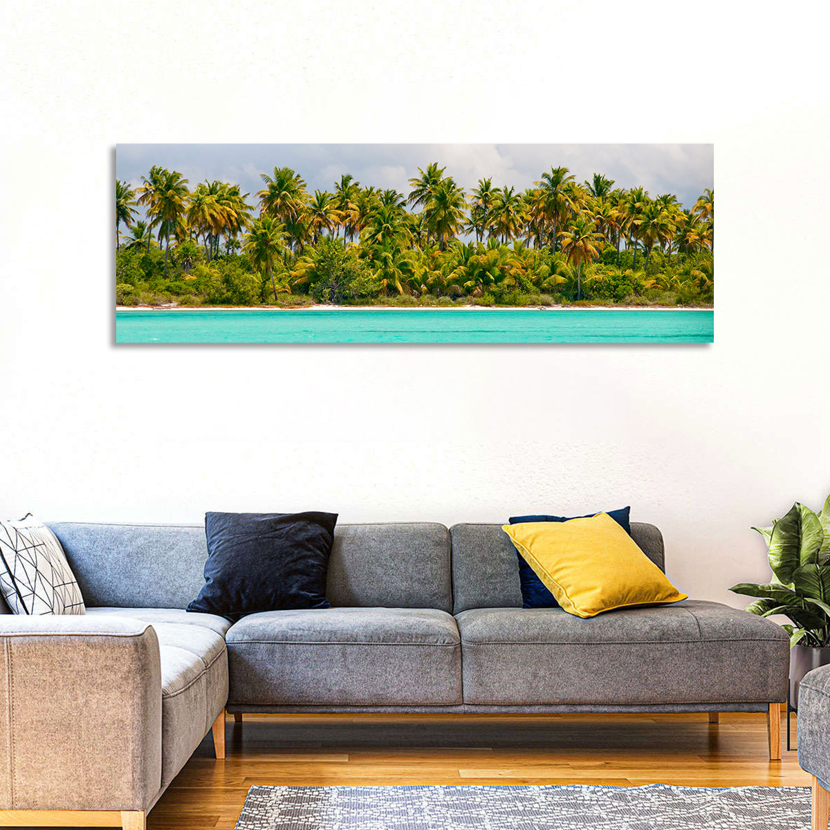 Turquoise Lagoon Palm Tree Beach Wall Art