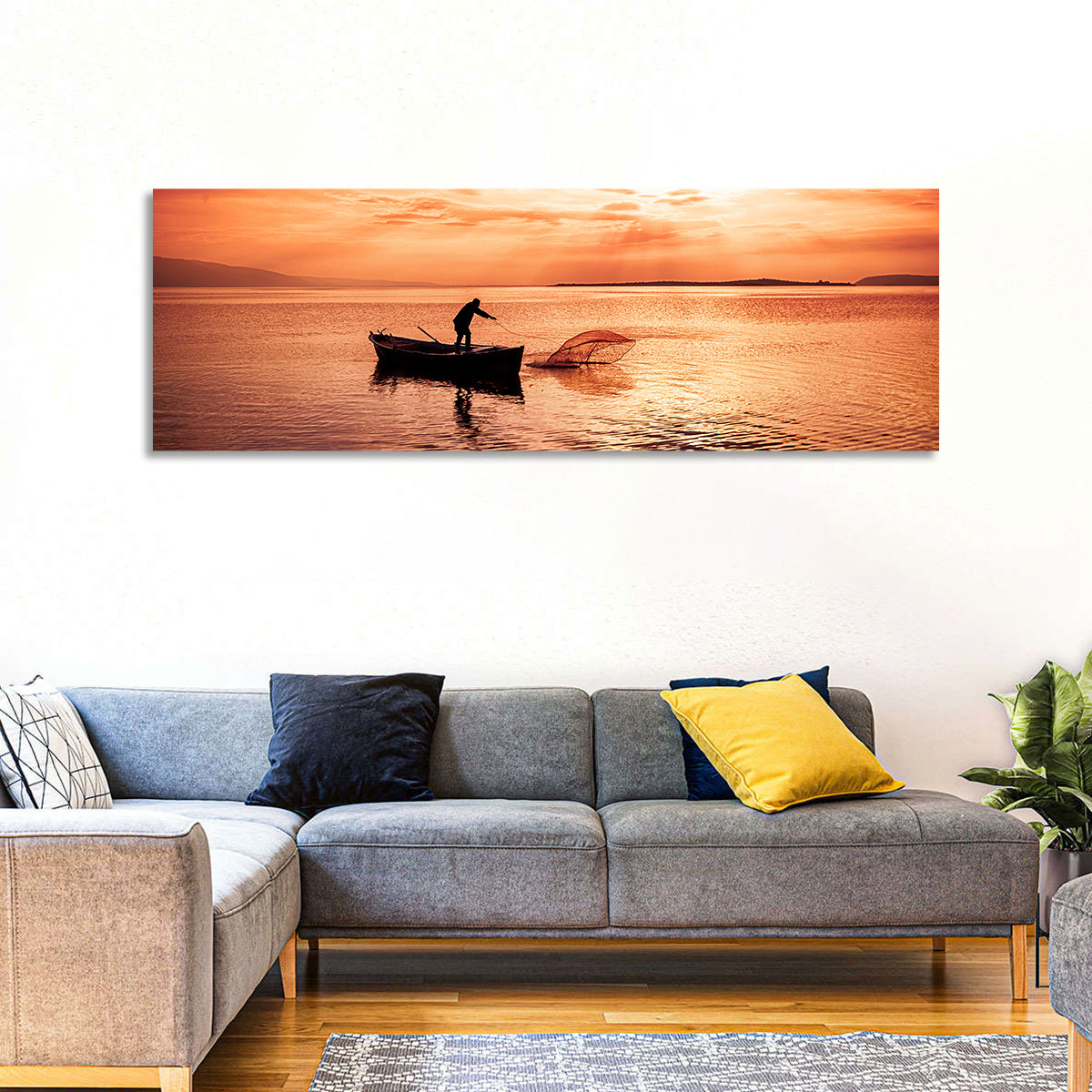Uluabat Lake Fisherman at Dusk Wall Art