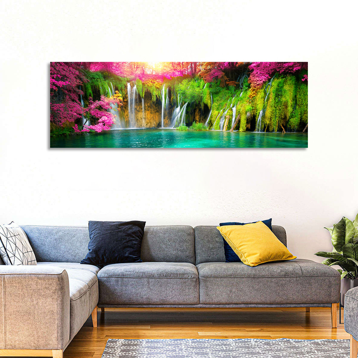 Plitvice Falls in Golden Light Wall Art