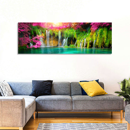 Plitvice Falls in Golden Light Wall Art